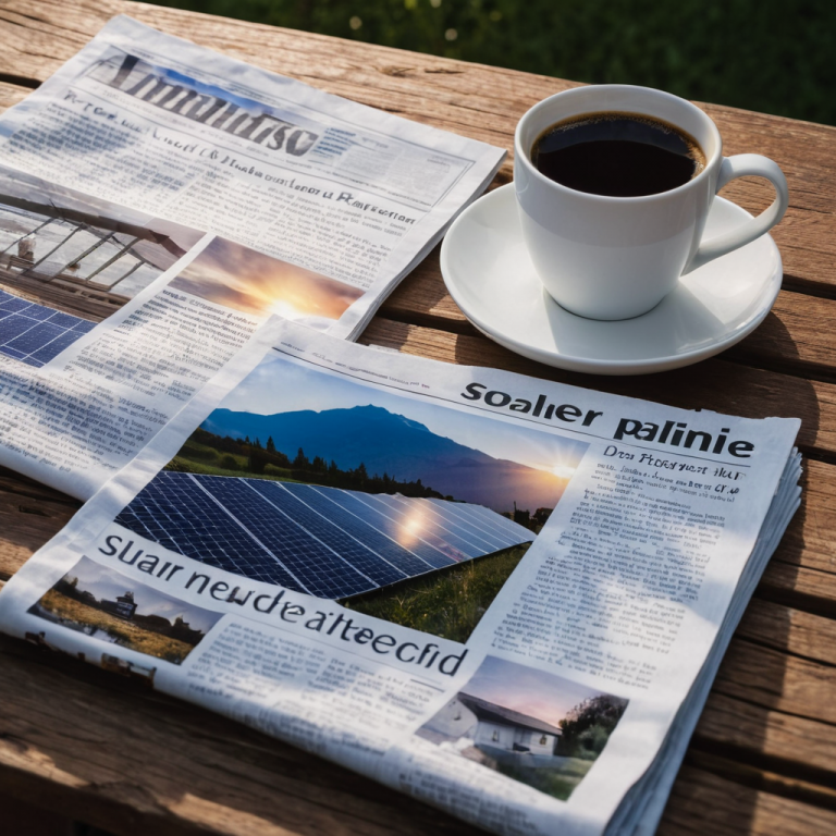 Zeitung und Kaffee zur Pv News bzw zu Photovoltaik Nachrichten aktuell